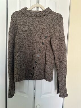 Women’s Brown Marled Button-Accent Knit Sweater